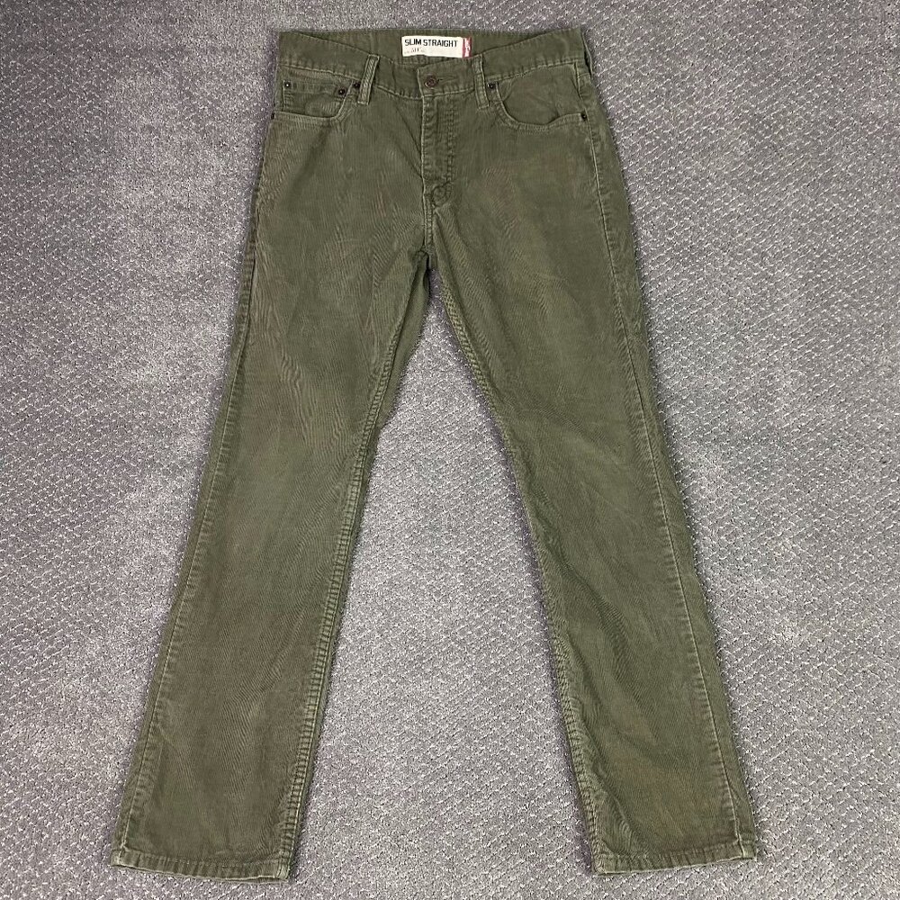 Levi's 514 Corduroy Pants Men's 30 x 30 Green Slim Straight